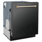 ZLINE Autograph 24" Monument Series 3rd Rack Top Touch Control Tall Tub Dishwasher in Black Stainless Steel with Champagne Bronze Helix Handle, 45dBa, DWMTZ-BS-24-KCB