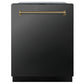 ZLINE Monument Autograph Edition 24-Inch Top Control Built-In Dishwasher, Black Stainless Steel Panel, Champagne Bronze Helix Handle, 44 dBA, DWMTZ-BS-24-KCB