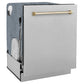 ZLINE Autograph 24" Monument Series 3rd Rack Top Touch Control Tall Tub Dishwasher with Satin Stainless Steel Panel and Polished Gold Handle, 45dBa, DWMTZ-SN-24-G