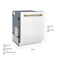 ZLINE Autograph Edition 24 inch Tall Dishwasher, Touch Control, in White Matte with Champagne Bronze Handle, DWMTZ-WM-24-CB