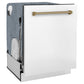 ZLINE Autograph Edition 24 inch Tall Dishwasher, Touch Control, in White Matte with Champagne Bronze Handle, DWMTZ-WM-24-CB