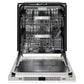 ZLINE Monument Autograph Edition 24-Inch Top Control Built-In Dishwasher, White Matte Panel, Traditional Matte Black Handle, 44 dBA, DWMTZ-WM-24-MB