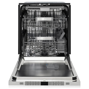ZLINE Monument Autograph Edition 24-Inch Top Control Built-In Dishwasher, White Matte Panel, Traditional Matte Black Handle, 44 dBA, DWMTZ-WM-24-MB