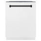 ZLINE Monument Autograph Edition 24-Inch Top Control Built-In Dishwasher, White Matte Panel, Matte Black Handle, 44 dBA, DWMTZ-WM-24-MB