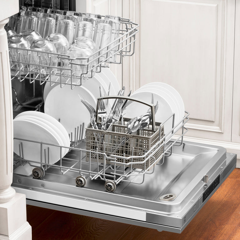ZLINE 24 in. Top Control Dishwasher in Stainless Steel and Traditional Style Handle, DW-304-H-24