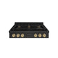 ZLINE Autograph 36" Paramount Gas Rangetop with 6 Burners and Porcelain Cooktop in Black Stainless Steel with Champagne Bronze Accents, SRTBZ-36-CB