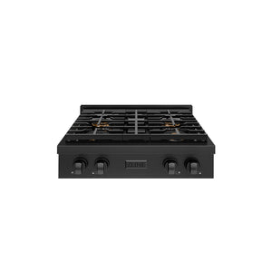 ZLINE 30" Paramount Gas Rangetop with 4 Burner DuoPro™ Cooktop in Black Stainless Steel, PSRTB-30