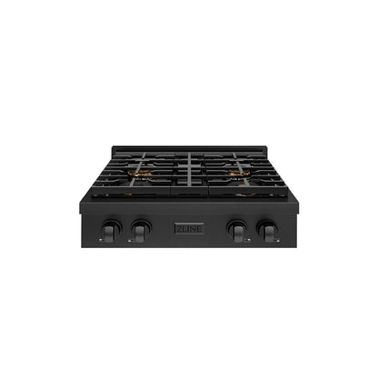 ZLINE 30" Paramount Gas Rangetop with 4 Burner DuoPro™ Cooktop in Black Stainless Steel, PSRTB-30