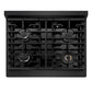 ZLINE Paramount 30" Gas Rangetop with 4 Burners and Porcelain Cooktop in Black Stainless Steel, SRTB30