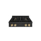 ZLINE Autograph 30" Paramount Gas Rangetop with 4 Burners and Porcelain Cooktop in Black Stainless Steel with Polished Gold Accents, SRTBZ-30-G