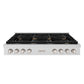 ZLINE Paramount 48" Gas Rangetop with 8 Brass Burners, Cast Iron Griddle and Porcelain Cooktop in DuraSnow® Stainless Steel, SRTS-BR-48