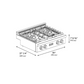 ZLINE Autograph 30" Paramount Gas Rangetop with 4 Burners and Porcelain Cooktop in DuraSnow® Stainless Steel with Polished Gold Accents, SRTSZ-30-G