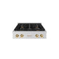 ZLINE Autograph 30" Paramount Gas Rangetop with 4 Burners and Porcelain Cooktop in Stainless Steel with Polished Gold Accents, SRTZ-30-G