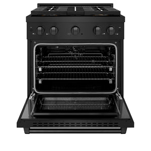 ZLINE 30" 4.2 cu. ft. Paramount Dual Fuel Range with 4 Burner DuoPro™ Cooktop and Electric Convection Oven in Black Stainless Steel, PSDRB-30