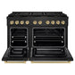 ZLINE Autograph 48" 6.7 cu. ft. Paramount Dual Fuel Range with 8 Burner DuoPro™ Cooktop and Dual Ovens in Black Stainless Steel and Champagne Bronze Accents, PSDRBZ-48-CB
