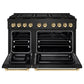 ZLINE Autograph 48" 6.7 cu. ft. Paramount Dual Fuel Range with 8 Burner DuoPro™ Cooktop and Dual Ovens in Black Stainless Steel and Polished Gold Accents, PSDRBZ-48-G