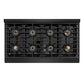 ZLINE Autograph 48" 6.7 cu. ft. Paramount Dual Fuel Range with 8 Burner DuoPro™ Cooktop and Dual Ovens in Black Stainless Steel and Polished Gold Accents, PSDRBZ-48-G