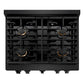 ZLINE 30" 4.2 cu. ft. Paramount Dual Fuel Range in Black Stainless Steel with 4 Brass Burners, SDRB-BR-30