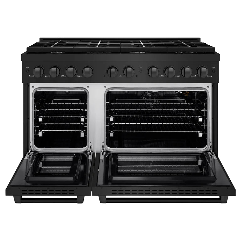 ZLINE 48" 6.7 cu. ft. Professional Gas Range with Convection Oven and 8 Burners in Black Stainless Steel, SGRB-48