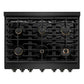ZLINE Paramount 36" 5.2 cu. ft. Gas Range with Convection Oven and 6 Brass Burners in Black Stainless Steel, SGRB-BR-36