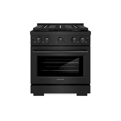 ZLINE 30" 4.2 cu. ft. Paramount Gas Range with 4 Burner DuoPro™ Cooktop and Convection Gas Oven in Black Stainless Steel, PSGRB-30