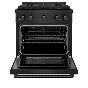 ZLINE 30" 4.2 cu. ft. Paramount Gas Range with 4 Burner DuoPro™ Cooktop and Convection Gas Oven in Black Stainless Steel, PSGRB-30