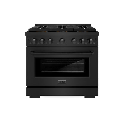 ZLINE 36" 5.2 cu. ft. Paramount Gas Range with 6 Burner DuoPro™ Cooktop and Convection Gas Oven in Black Stainless Steel, PSGRB-36