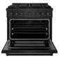 ZLINE 36" 5.2 cu. ft. Paramount Gas Range with 6 Burner DuoPro™ Cooktop and Convection Gas Oven in Black Stainless Steel, PSGRB-36