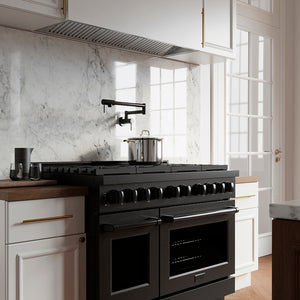 ZLINE 48" 6.7 cu. ft. Paramount Gas Range with 8 Burner DuoPro™ Cooktop and Dual Ovens in Black Stainless Steel, PSGRB-48