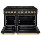 ZLINE Autograph 48" 6.7 cu. ft. Paramount Gas Range with 8 Burner DuoPro™ Cooktop and Dual Ovens in Black Stainless Steel and Polished Gold Accents, PSGRBZ-48-G