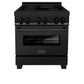 ZLINE 30" 4.0 cu. ft. Induction Range with a 4 Element Stove and Electric Oven in Black Stainless Steel, RAIND-BS-30