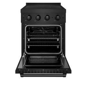 ZLINE 24" 3.2 cu. ft. Paramount Induction Range with 3 Element Cooktop and Electric Convection Oven in Black Stainless Steel, SINRB-24