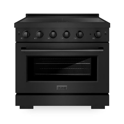 ZLINE 36" 5.2 cu. ft. Paramount Induction Range with 5 Element Cooktop and Electric Convection Oven in Black Stainless Steel, SINRB-36