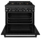 ZLINE 36 in. Professional Gas Burner/Electric Oven in Black Stainless Steel with Brass Burners, RAB-BR-36
