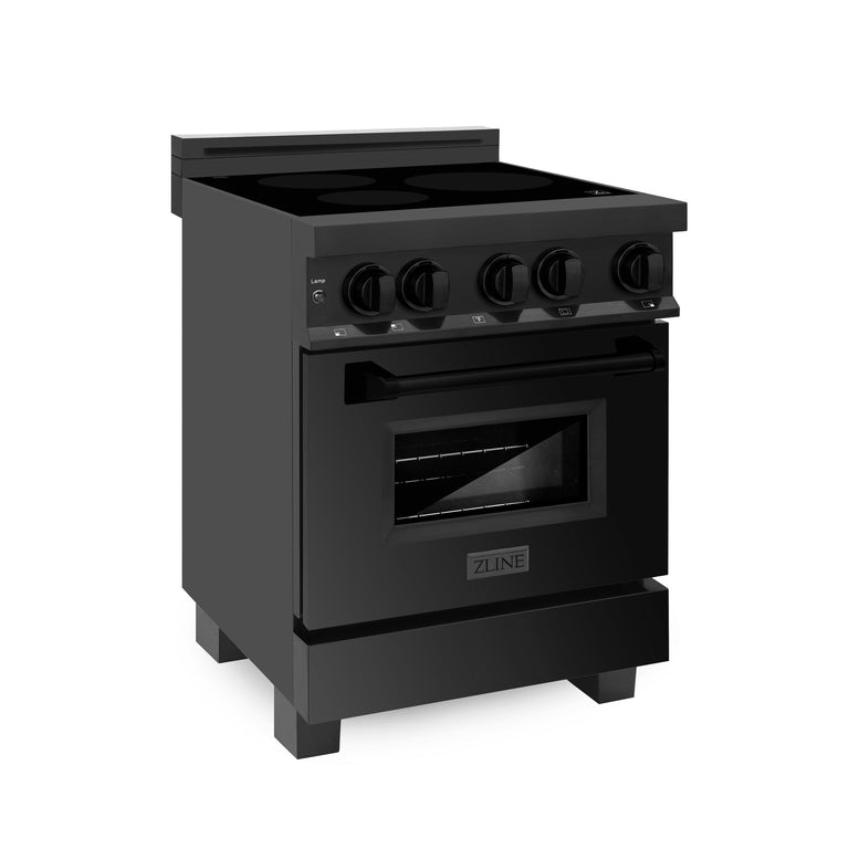 ZLINE 24" 2.8 cu. ft. Induction Range with 3 Element Stove and Electric Oven in Black Stainless Steel, RAIND-BS-24
