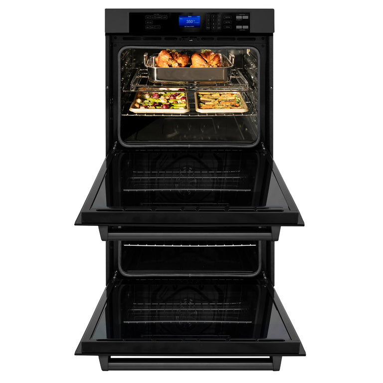 ZLINE Kitchen Appliance Package with 36" Black Stainless Steel Rangetop and 30" Double Wall Oven, 2KP-RTBAWD36