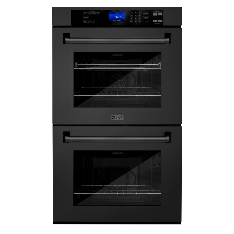 ZLINE 30 in. Professional Double Wall Oven in Black Stainless Steel with Self Cleaning, AWD-30-BS