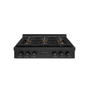 ZLINE 36" Paramount Gas Rangetop with 6 Burner DuoPro™ Cooktop in BlackStainless Steel, PSRTB-36