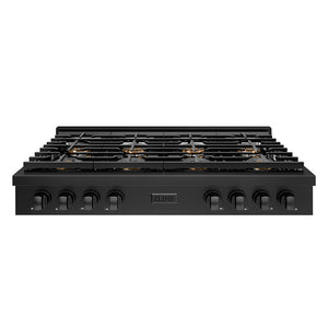 ZLINE 48" Paramount Gas Rangetop with 8 Burner DuoPro™ Cooktop in Black Stainless Steel, PSRTB-48