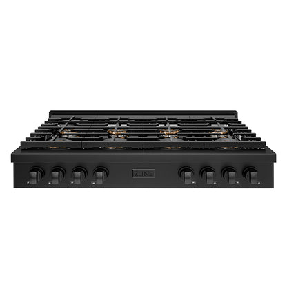 ZLINE 48" Paramount Gas Rangetop with 8 Burner DuoPro™ Cooktop in Black Stainless Steel, PSRTB-48