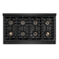 ZLINE Autograph 48" Paramount Gas Rangetop with 8 Burner DuoPro™ Cooktop in Black Stainless Steel and Polished Gold Accents, PSRTBZ-48-G