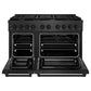 ZLINE 48" 6.7 cu. ft. Paramount Double Oven Dual Fuel Range with 8 Burner Gas Cooktop in Black Satin Stainless Steel, SDRBS-48