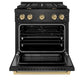ZLINE Autograph 30" 4.2 cu. ft. Paramount Dual Fuel Range with 4 Burner Gas Cooktop in Black Satin with Champagne Accents, SDRBSZ-30-CB