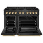 ZLINE Autograph 48" 6.7 cu. ft. Paramount Dual Fuel Range with 8 Burner Gas Cooktop in Black Satin and Gold Accents, SDRBSZ-48-G