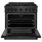 ZLINE 36" 5.2 cu. ft. Paramount Dual Fuel Range with 6 Burner DuoPro Cooktop in Black Satin Stainless Steel, PSDRBS-36