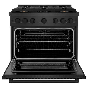ZLINE 36" 5.2 cu. ft. Paramount Dual Fuel Range with 6 Burner DuoPro Cooktop in Black Satin Stainless Steel, PSDRBS-36