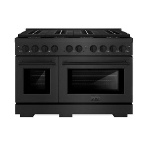 ZLINE 48" 6.7 cu. ft. Paramount Dual Fuel Range with 8 Burner DuoPro™ Cooktop and Dual Ovens in Black Satin Stainless Steel, PSDRBS-48