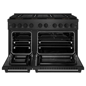 ZLINE 48" 6.7 cu. ft. Paramount Dual Fuel Range with 8 Burner DuoPro™ Cooktop and Dual Ovens in Black Satin Stainless Steel, PSDRBS-48