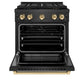 ZLINE Autograph 30" 4.2 cu. ft. Paramount Dual Fuel Range with 4 Burner DuoPro Cooktop in Black Satin and Gold Accents, PSDRBSZ-30-G