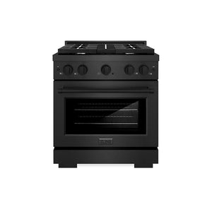 ZLINE 30" 4.2 cu. ft. Paramount Gas Range with 4 Burner Cooktop and Convection Gas Oven in Black Satin, SGRBS-30